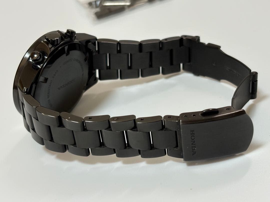 【美品】ホンダ Honda クロノグラフ クォーツ ブラック メンズ腕時計