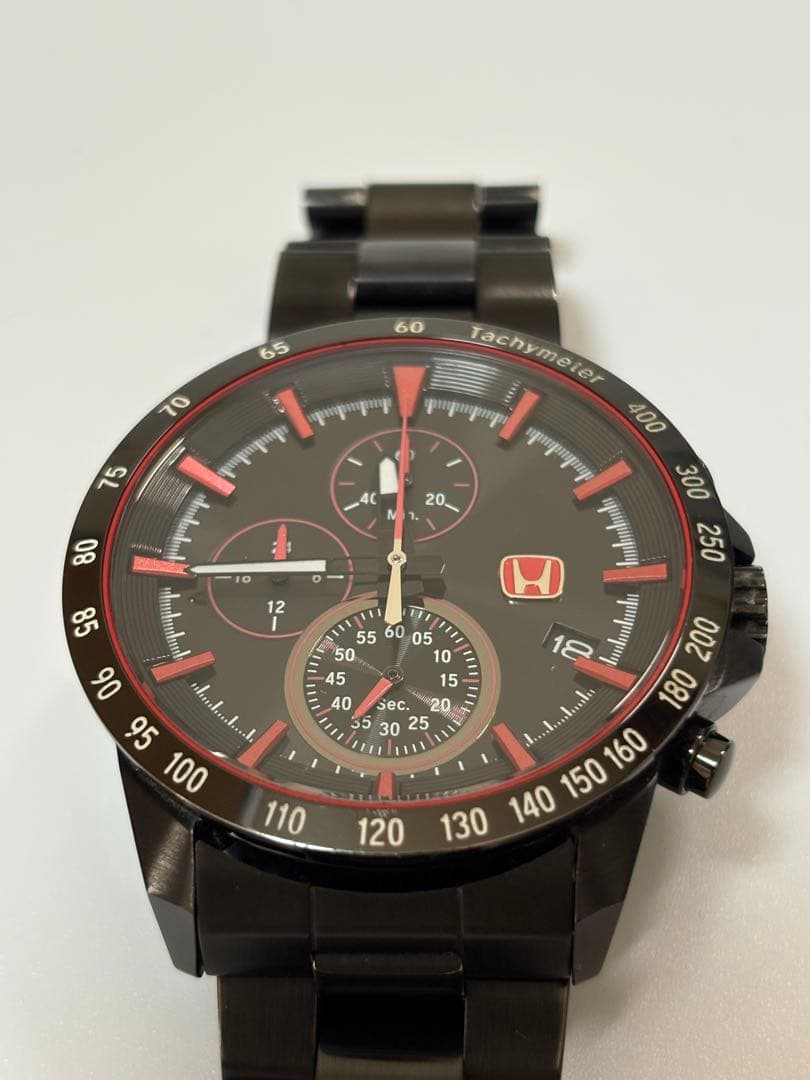 【美品】ホンダ Honda クロノグラフ クォーツ ブラック メンズ腕時計