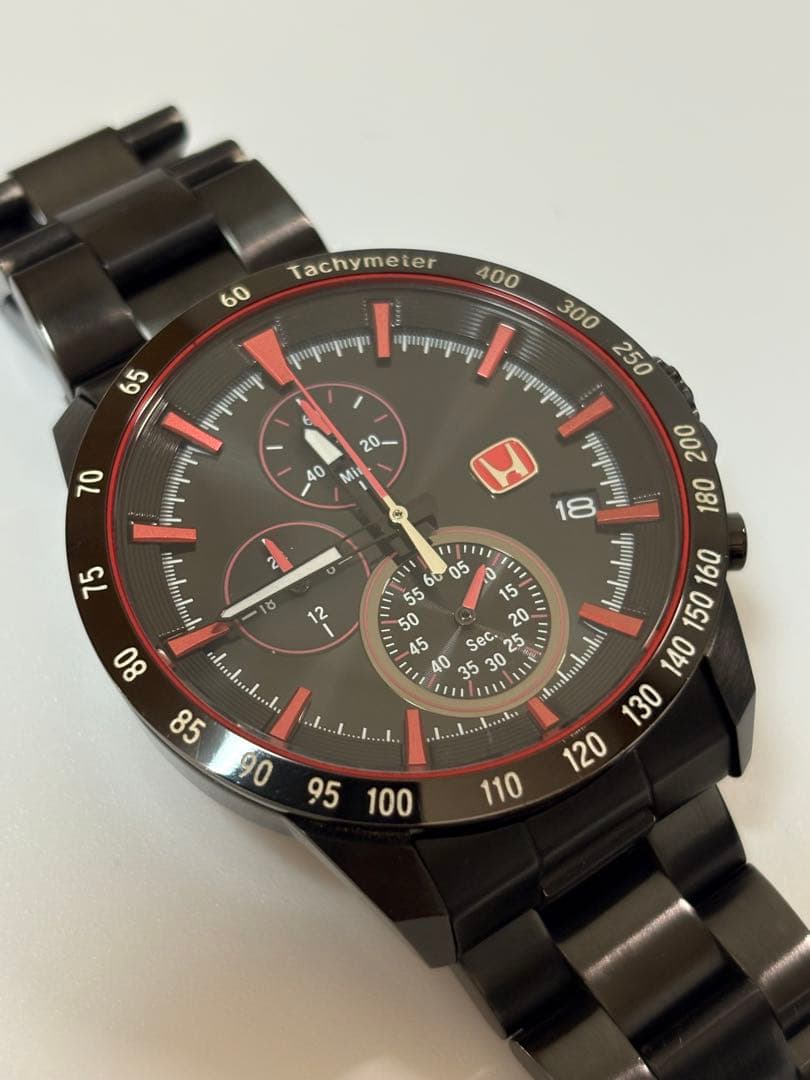 【美品】ホンダ Honda クロノグラフ クォーツ ブラック メンズ腕時計