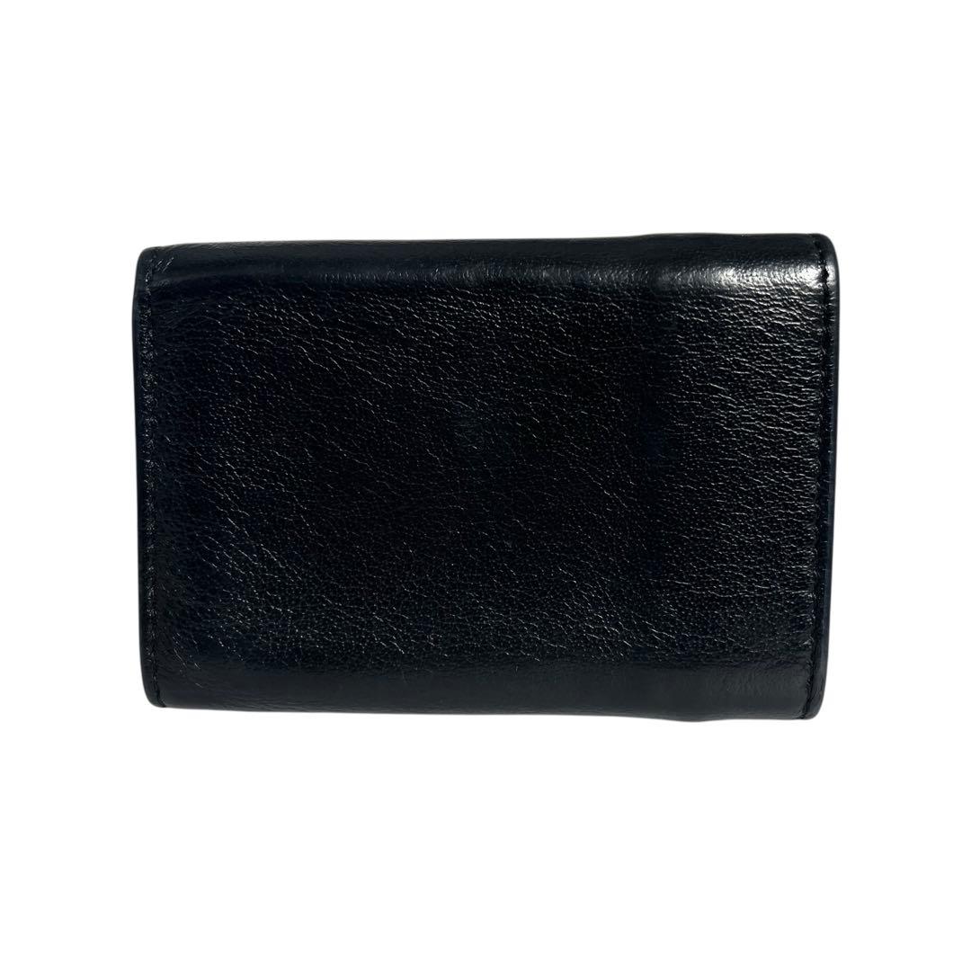 希少✨バレンシアガ ペーパーミニウォレット 三つ折り財布 ロゴ刻印 ブラック