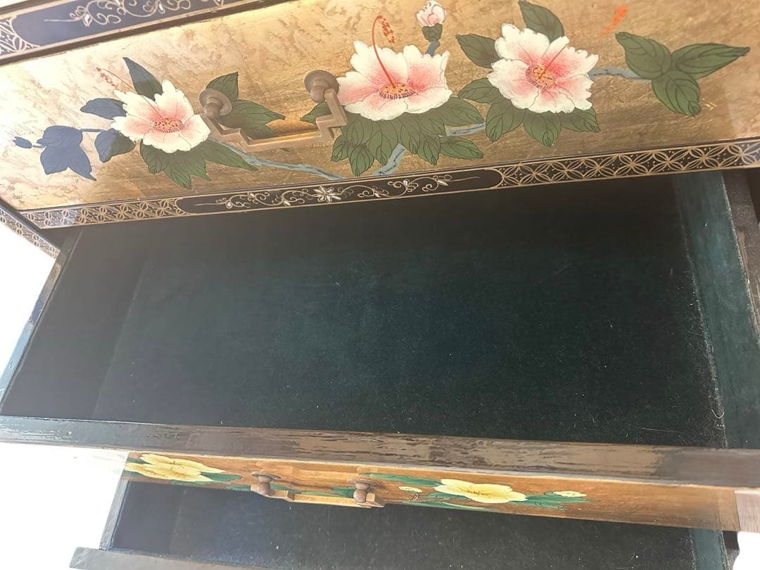 【大幅値下げ！】和風 蒔絵風 ジュエリーシェルフ ビロード張り 6段棚 店舗什器