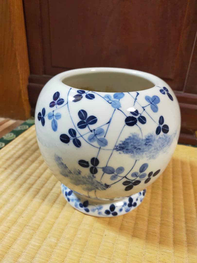 古伊万里染付　水草図　可愛い手火鉢