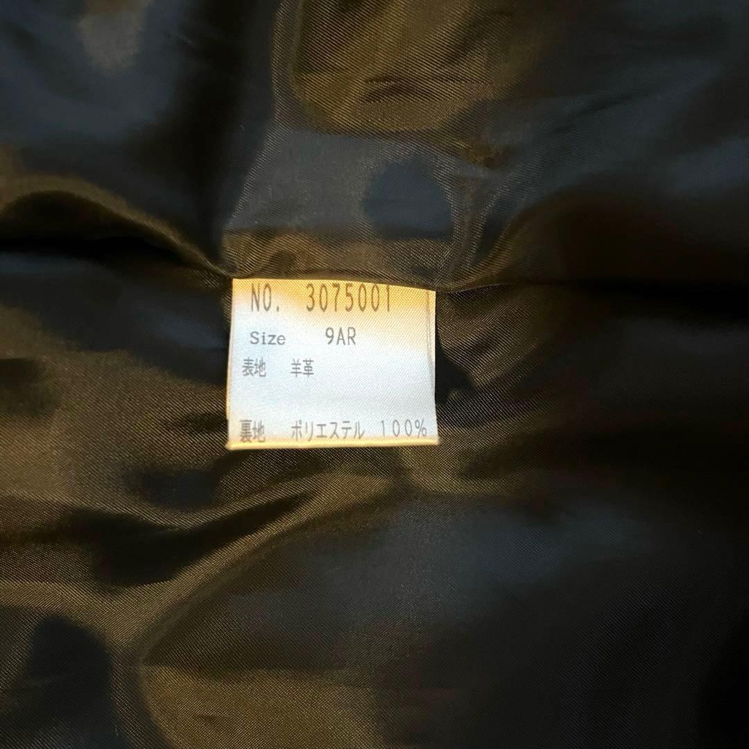 【美品】レザートレンチコート　ベルテッド　羊革　レディース　9AR