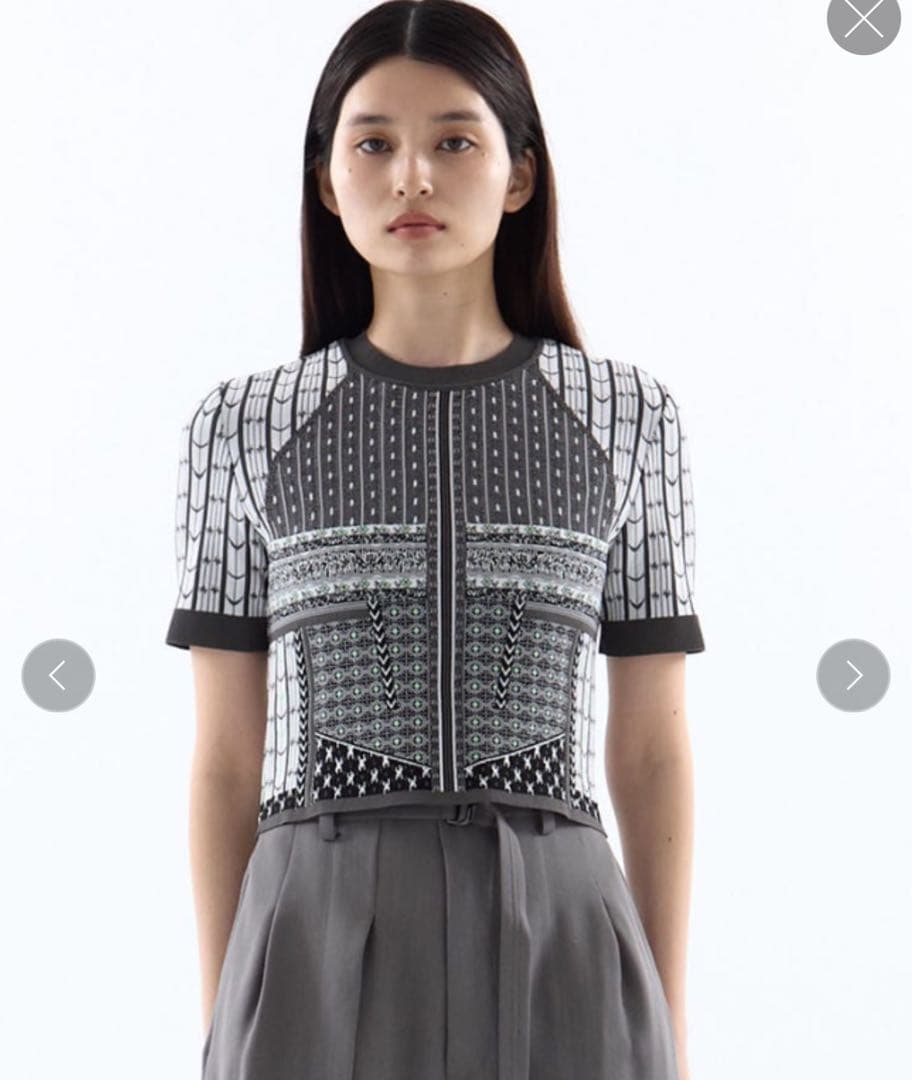 トップス Geometric Pattern Knitted Top