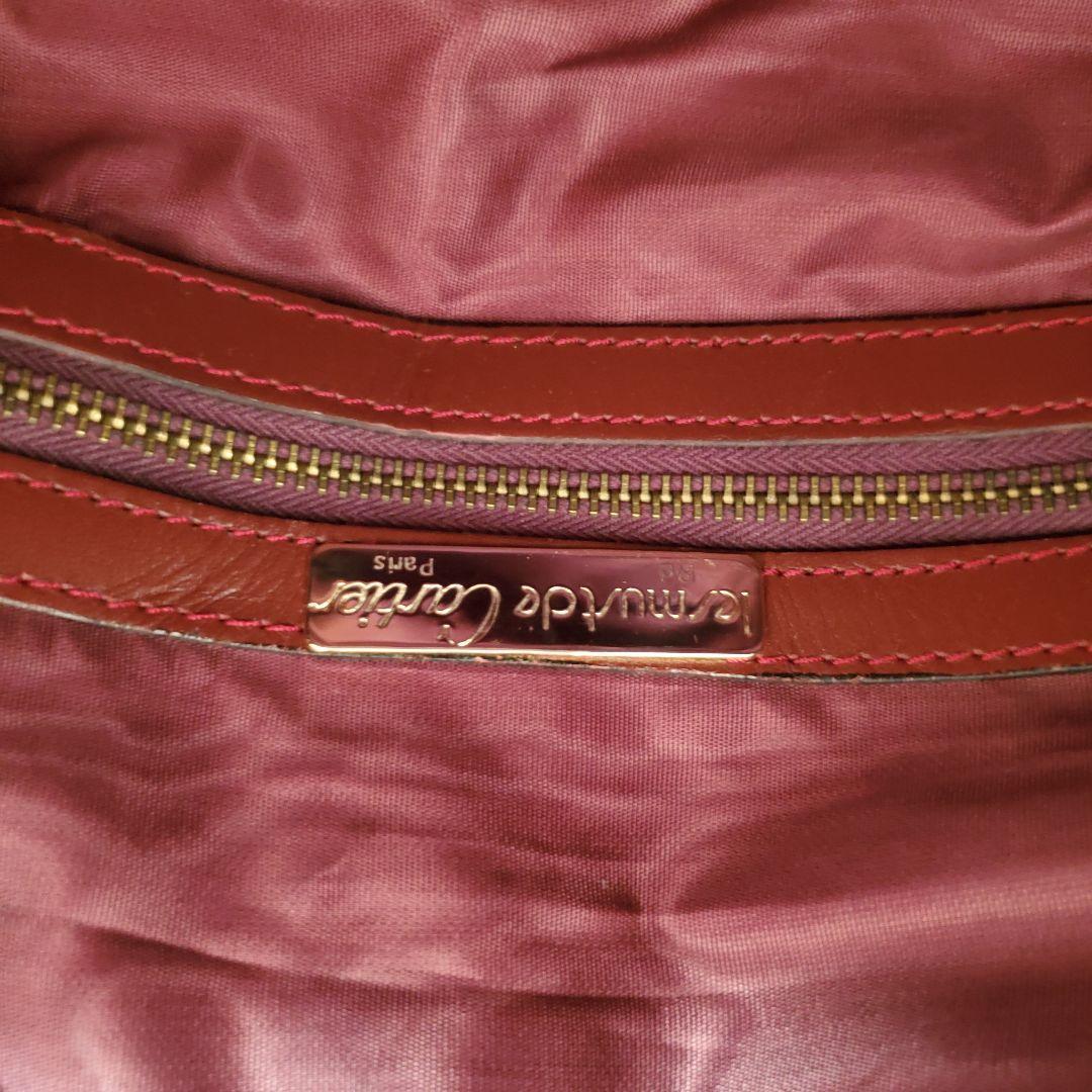 Cartier バーガンディ ボストンバッグ