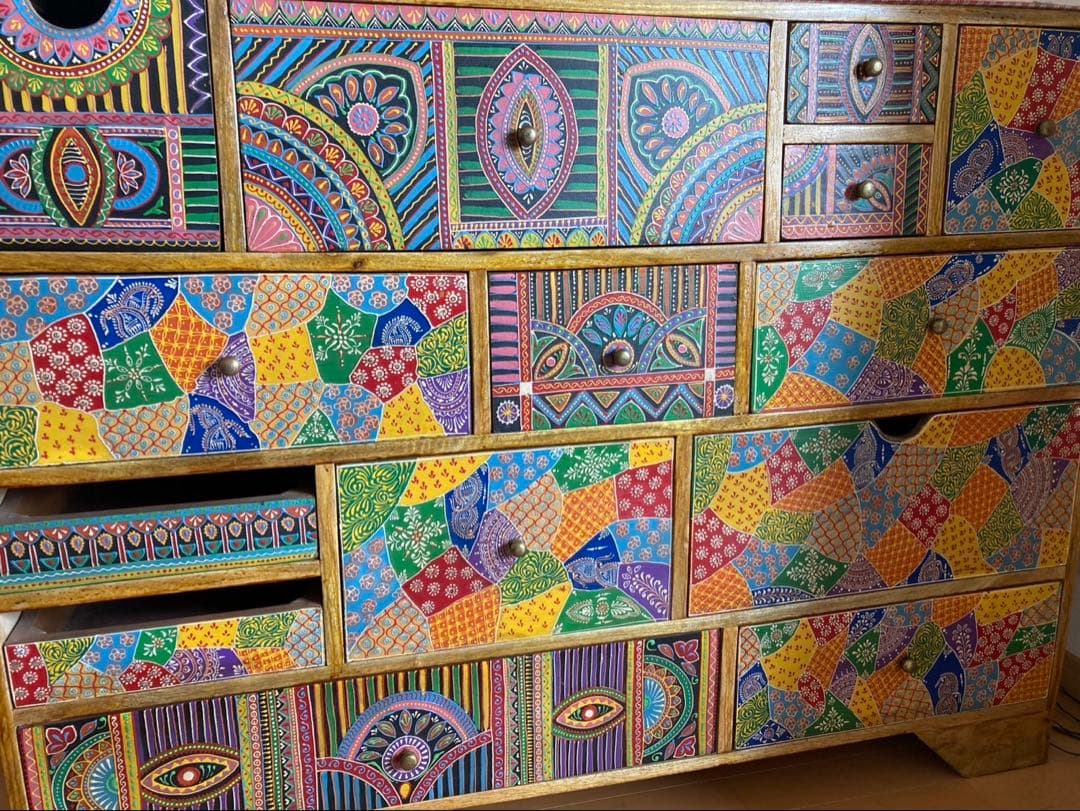 インド製　木製チェスト