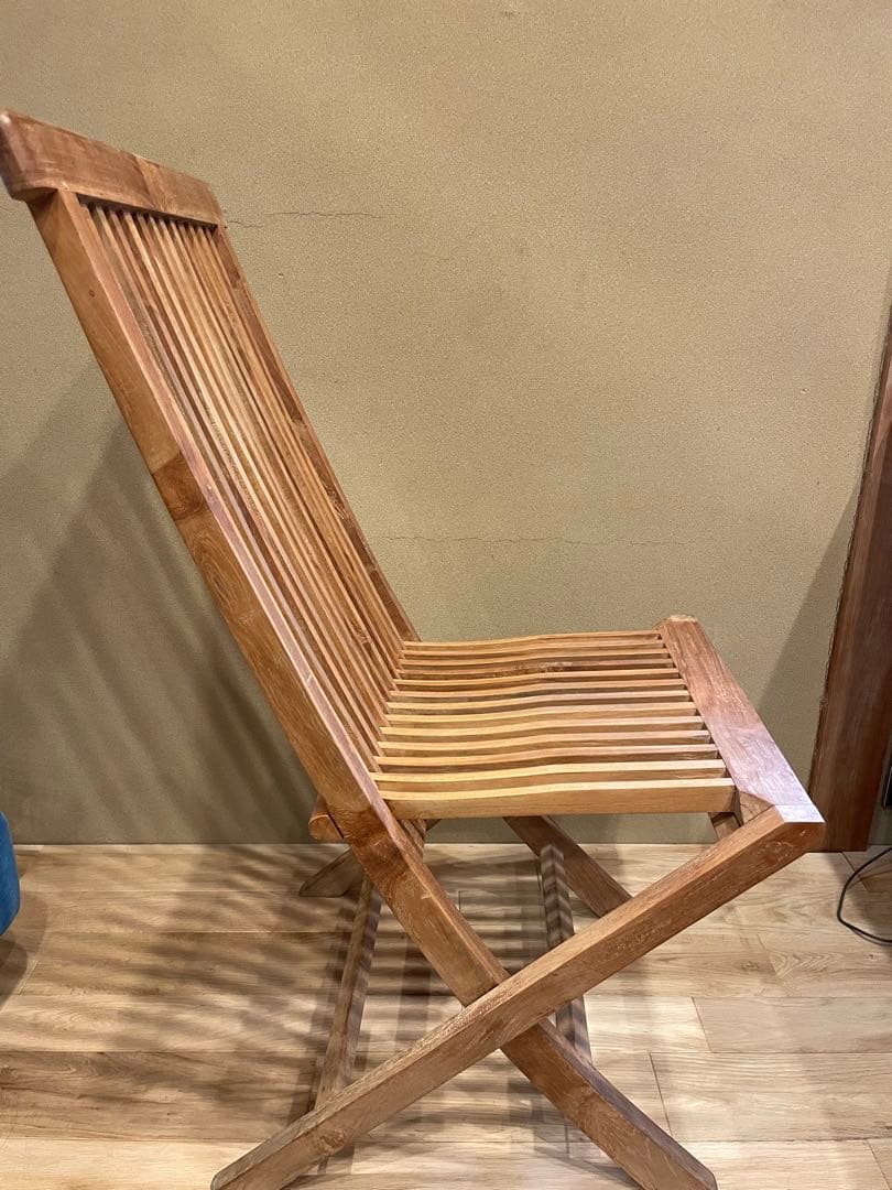 無垢スラットデザイン折りたたみ椅子　3脚セット