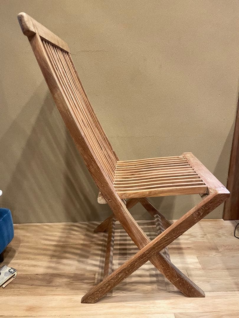 無垢スラットデザイン折りたたみ椅子　3脚セット