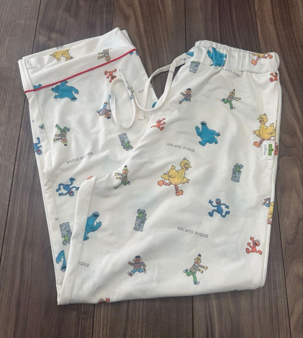 ジェラピケ セサミストリート 総柄 シャツ ロングパンツ パジャマ ルームウェア