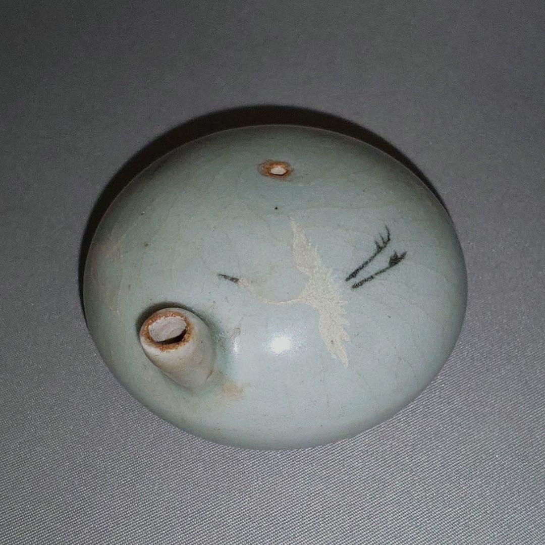 高麗青磁 『象嵌双鶴紋水滴』 硯滴　水注　朝鮮　古陶磁　古美術　民芸