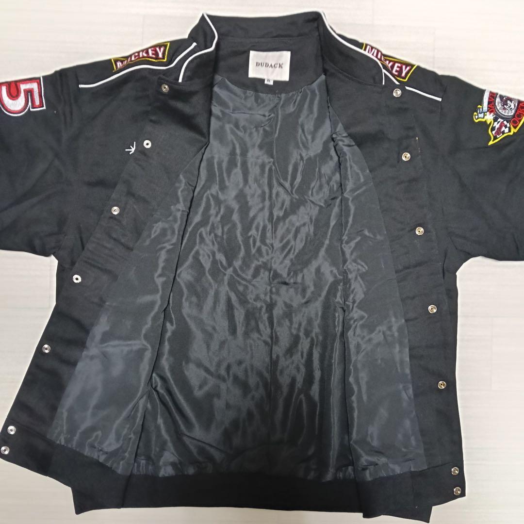 ミッキーマウス レーシングジャケット 刺繍 ワッペン ディズニー ブラック