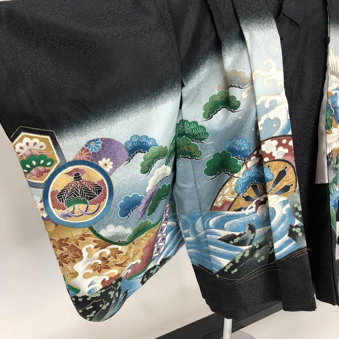 七五三★男児　羽織　着物★3歳 4歳 5歳★黒★中古★古典★　 u-300