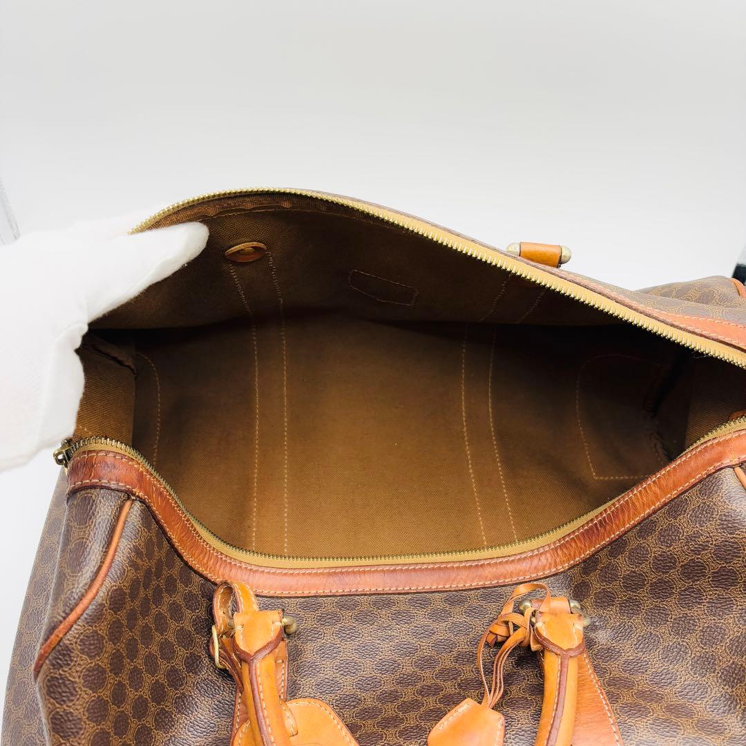 【鍵・南京錠付き】セリーヌ ボストンバッグ トリンオフ マカダム柄 レザー 本革