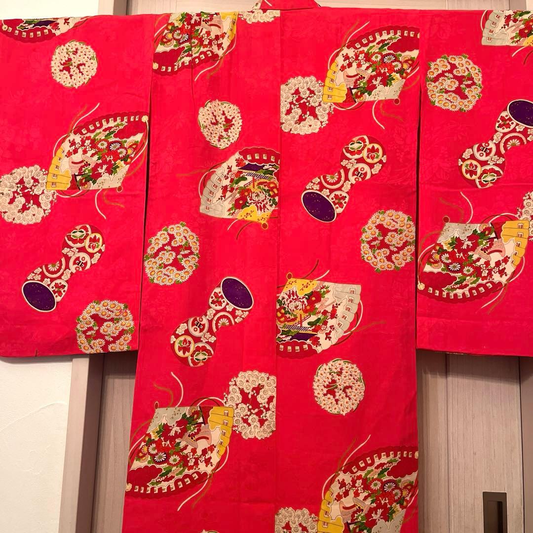 大正ロマン　アンティーク着物　花づくし　七五三