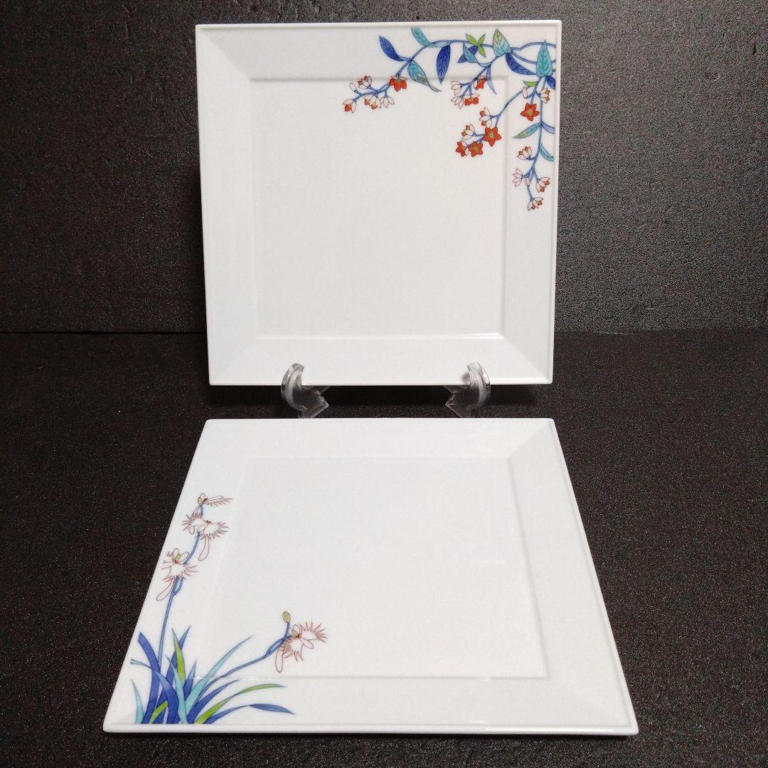 新品 伊万里鍋島焼 畑萬陶苑 スクエアプレート2枚　お祝い