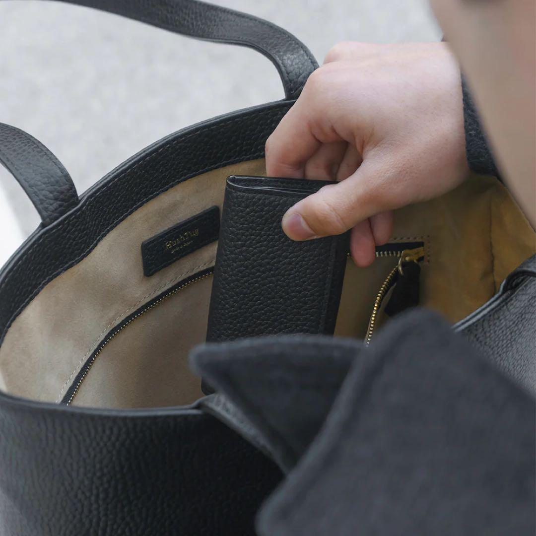 【超美品】HushTugハッシュタグ　レザー　スマートトートバッグシボ革ブラック