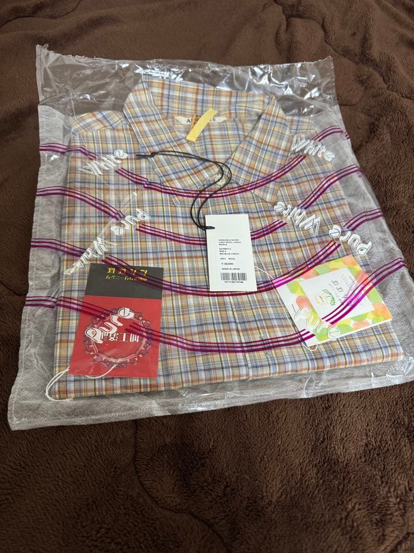 トップス AURALEE WASHABLE SUPER LIGHT WOOL CHECK