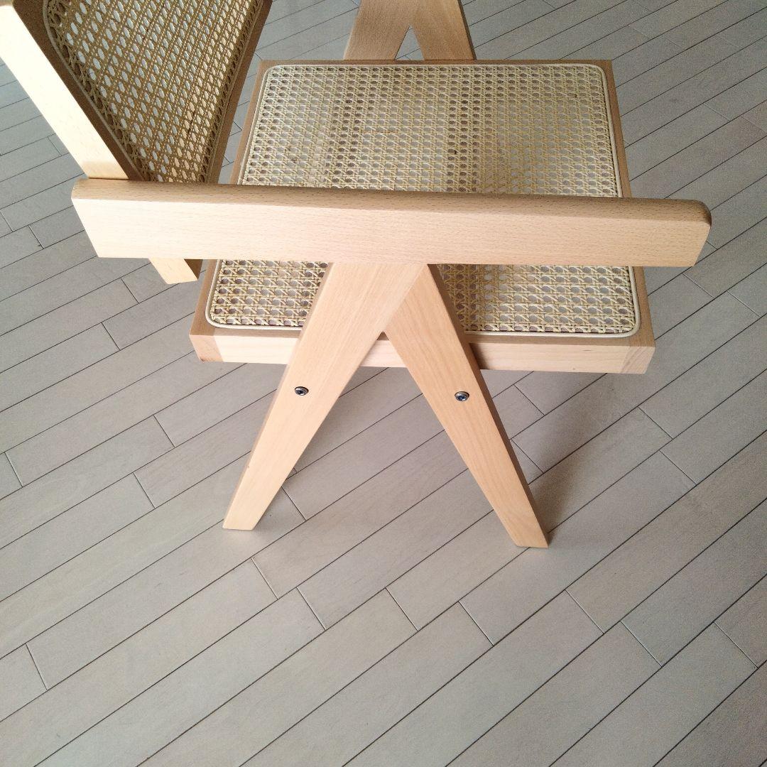 ピエールジャンヌレ風 ラタンチェア イス　一人掛け アームチェア リプロダクト