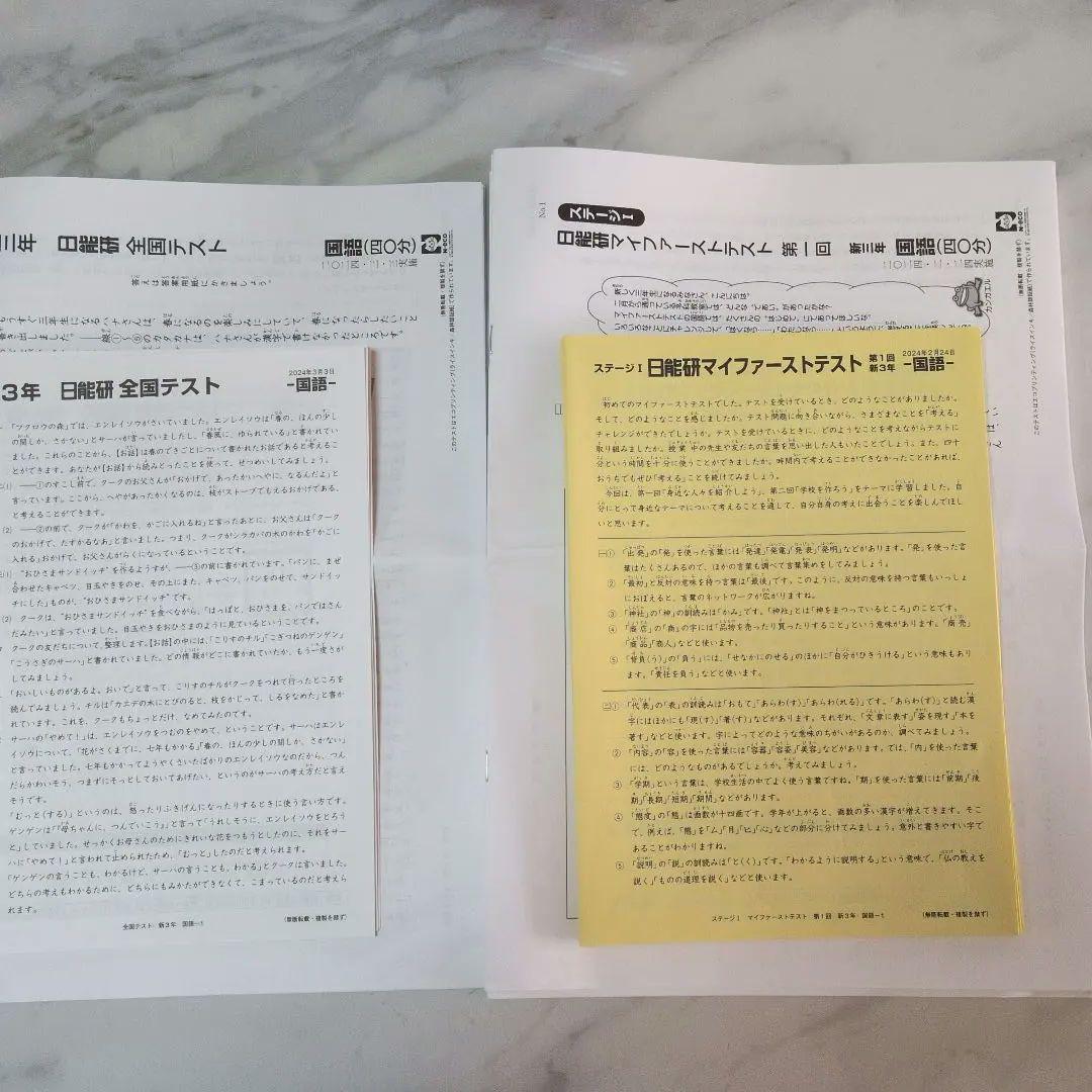 3年 日能研 全国テスト　マイファーストテスト　セット　2024年度　全15回分