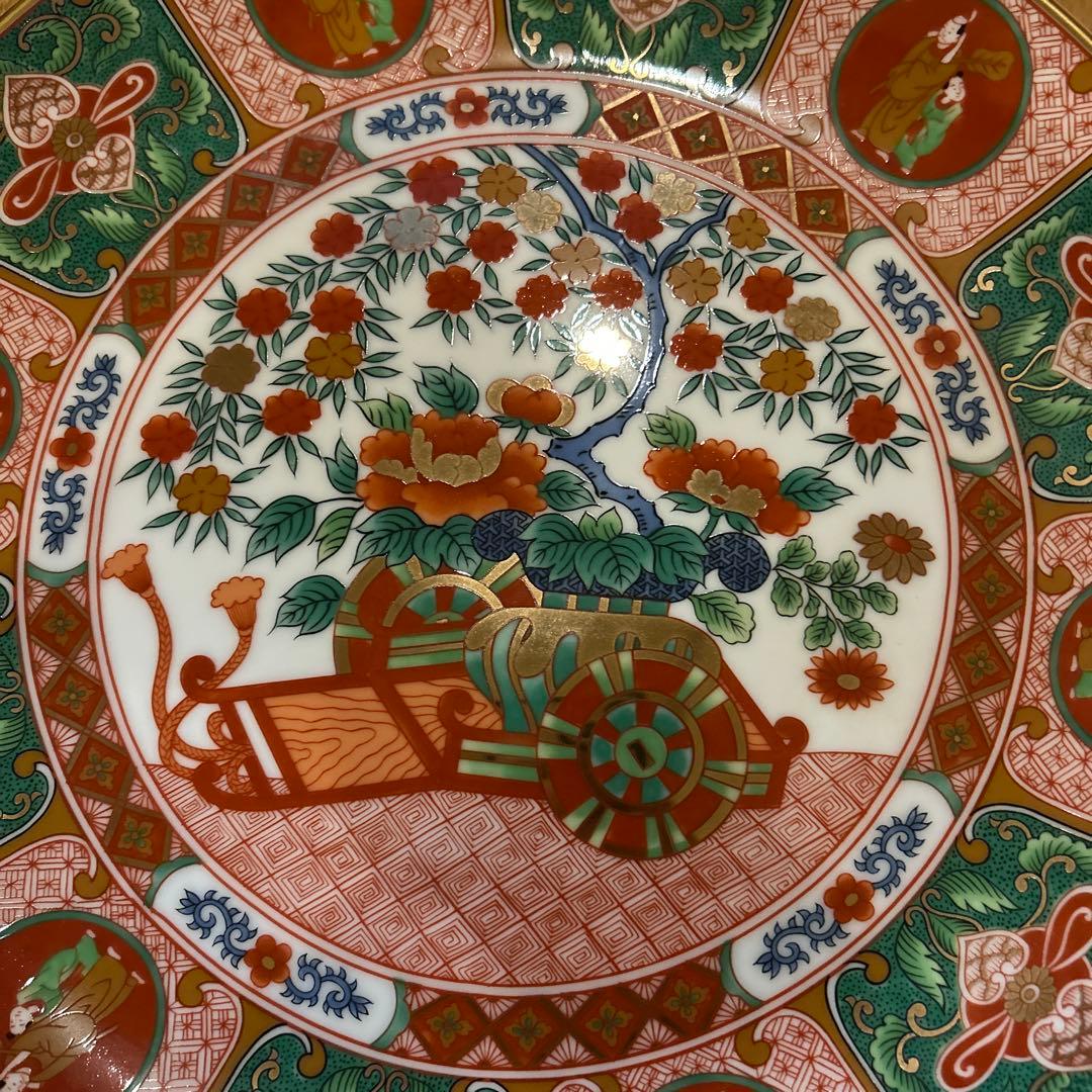 有田焼　古伊万里　裏面春画飾皿　赤絵　大皿