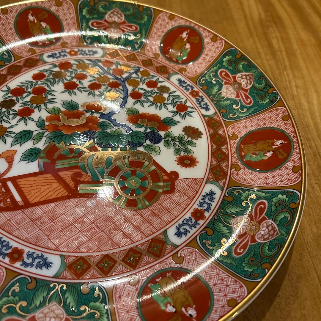 有田焼　古伊万里　裏面春画飾皿　赤絵　大皿