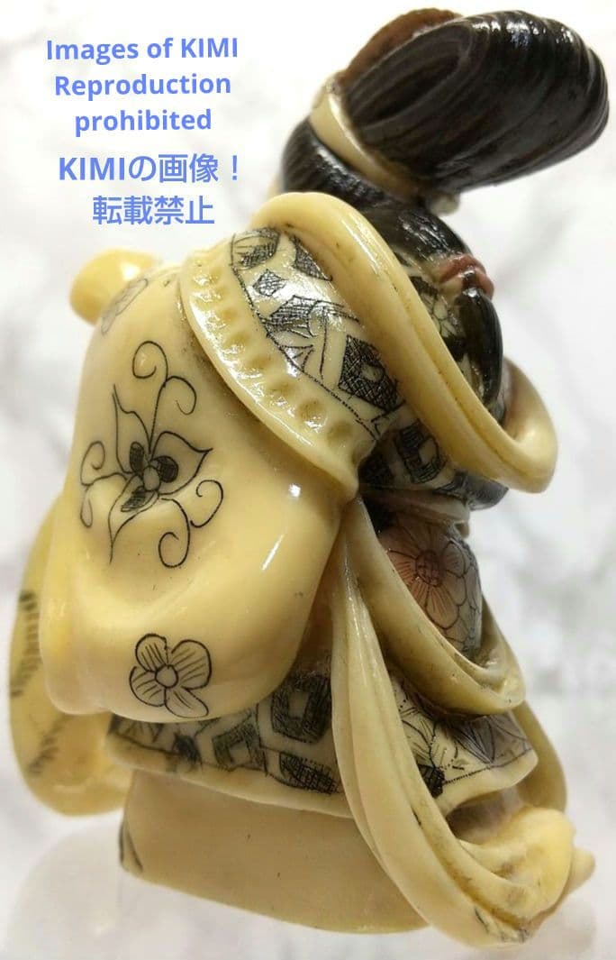 置根付 弁財天 七福神 極細工 在銘 雅俊 Netsuke 東洋彫刻 精密 彫刻