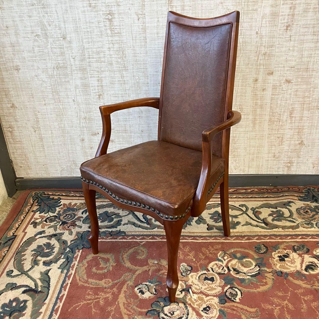 ③北欧レトロ マルニ 木製椅子 鋲打ちダイニングチェア ロビーチェアアームチェア