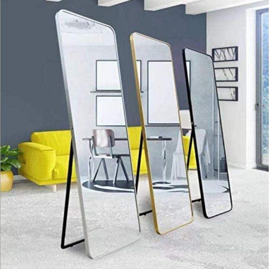 スタンドミラー 165cm*60cm 全身鏡 壁掛け立て掛け シルバー 601
