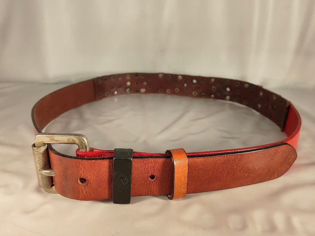 【ヴィンテージ】DIESEL ディーゼル　高級ドレスベルト　極艶本革真鍮　正規品