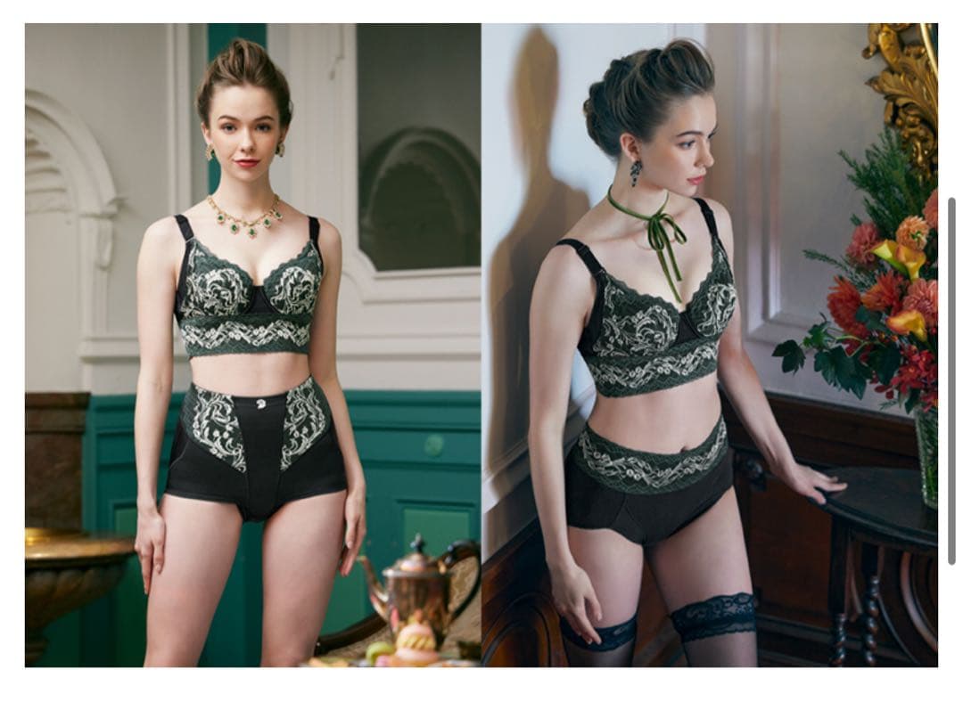 MARUKO リベルディーニュ ショートガードル ELサイズ　黒×グリーン限定