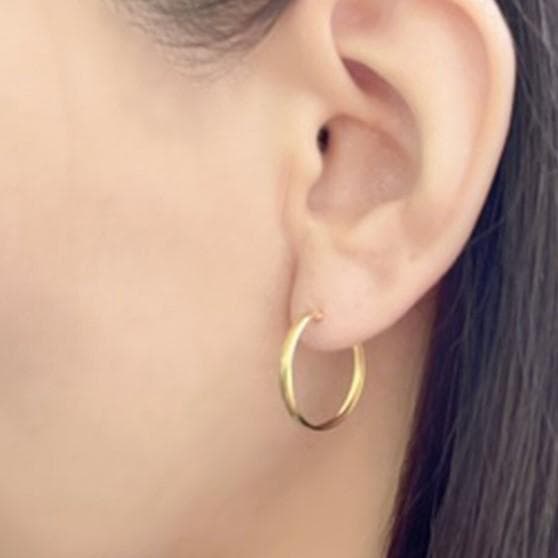 18金【2×20mm 甲丸フープピアス】イエローゴールド K18刻印入 新品！