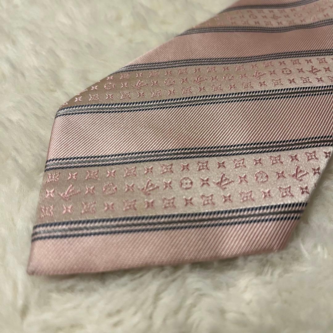 ルイヴィトン ネクタイ ピンク　モノグラム　シルク