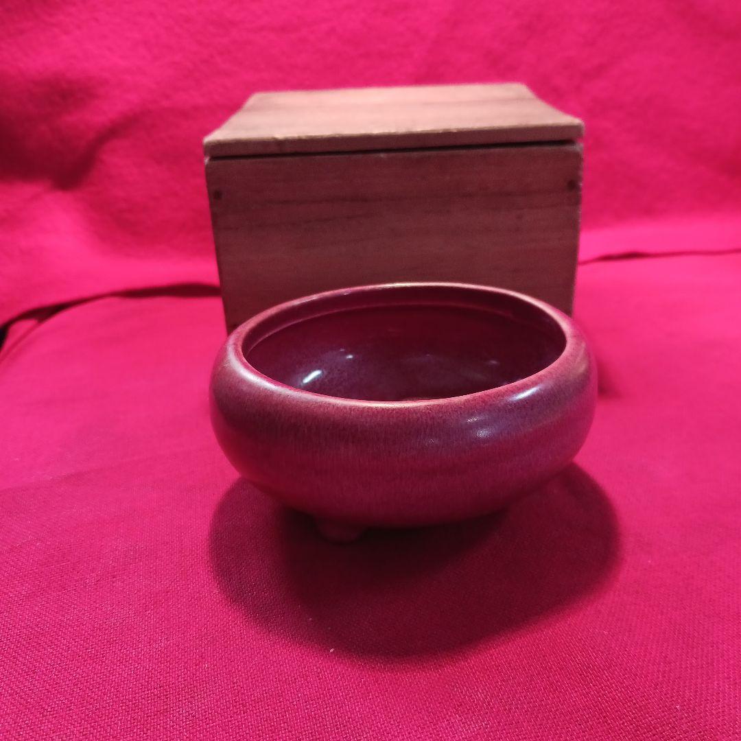 紫紅釉 陶磁器 花台 古物