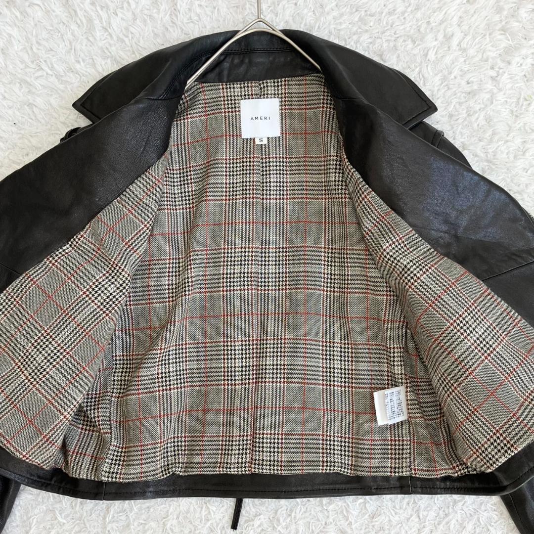 極美品✨アメリ レースアップライダースジャケット ラムレザー ブラック 黒 S