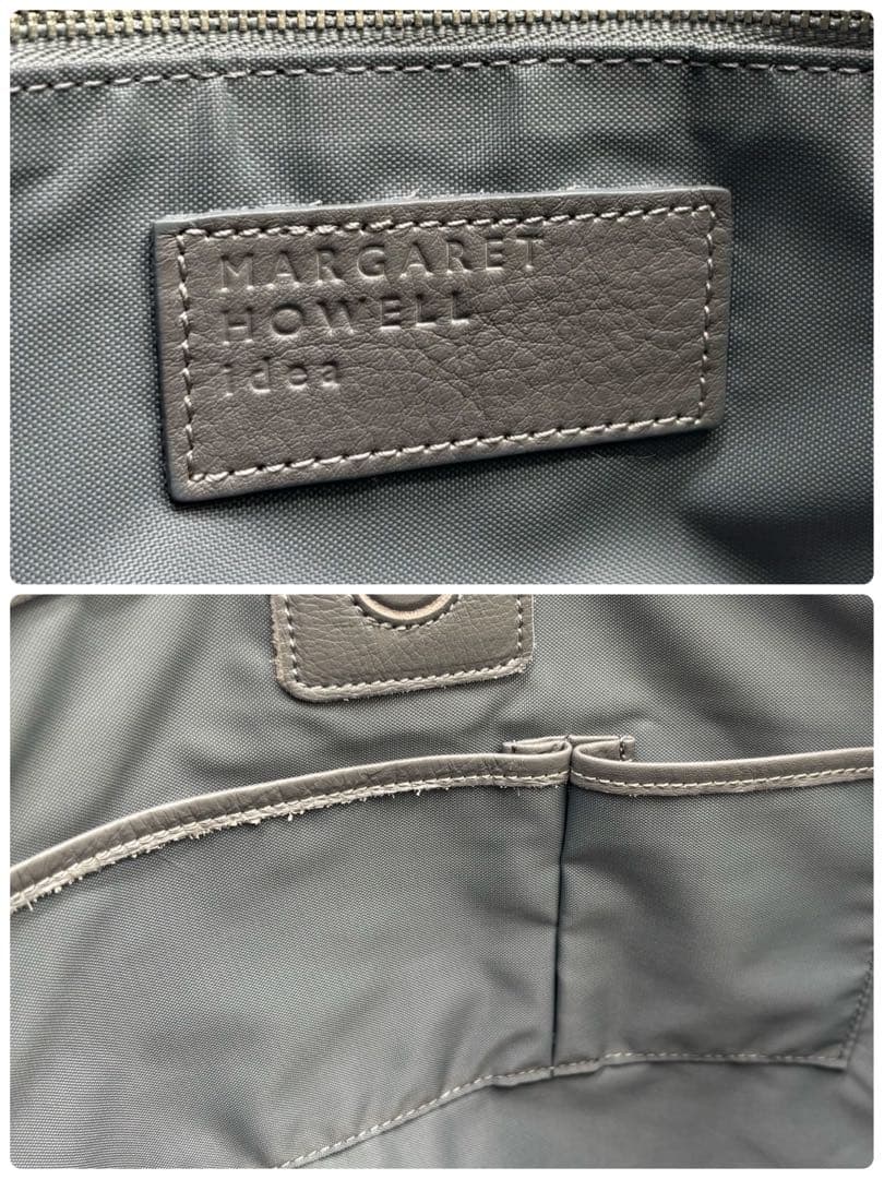 【美品】マーガレットハウエルアイデア　トートバッグ　オールレザー　グレー　大容量
