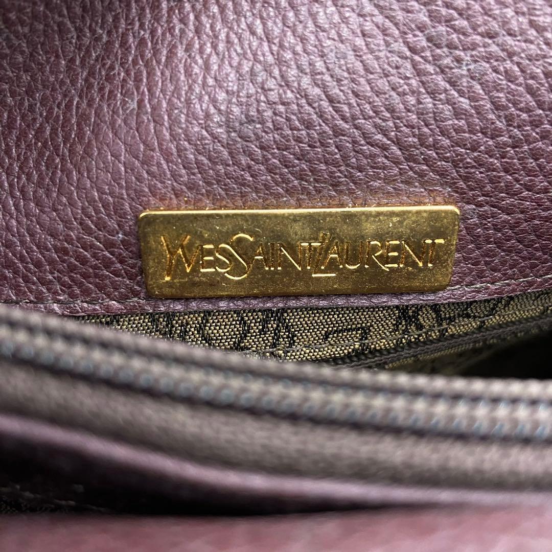 YSL トートバッグ 編み込み レザー ボルドー 肩掛け A4 レディース