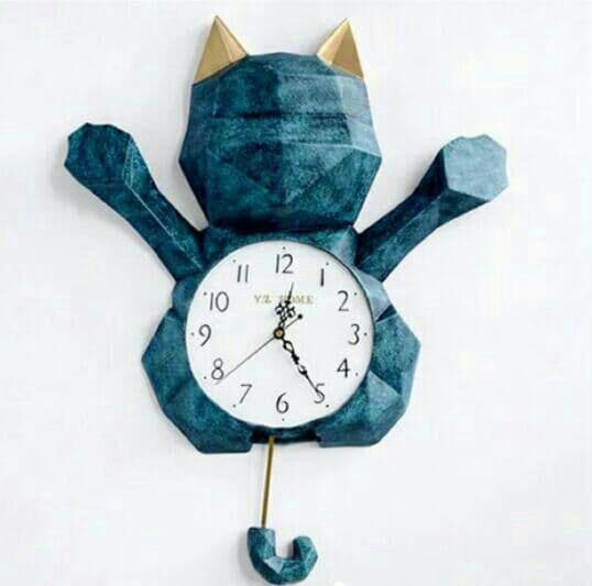 壁掛け時計 クロック かけ時計 ．掛け時計 猫柄 振り時計