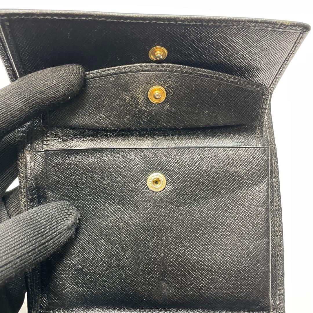 2866 PRADA プラダ 三つ折り財布 ブラック トライアングルロゴ