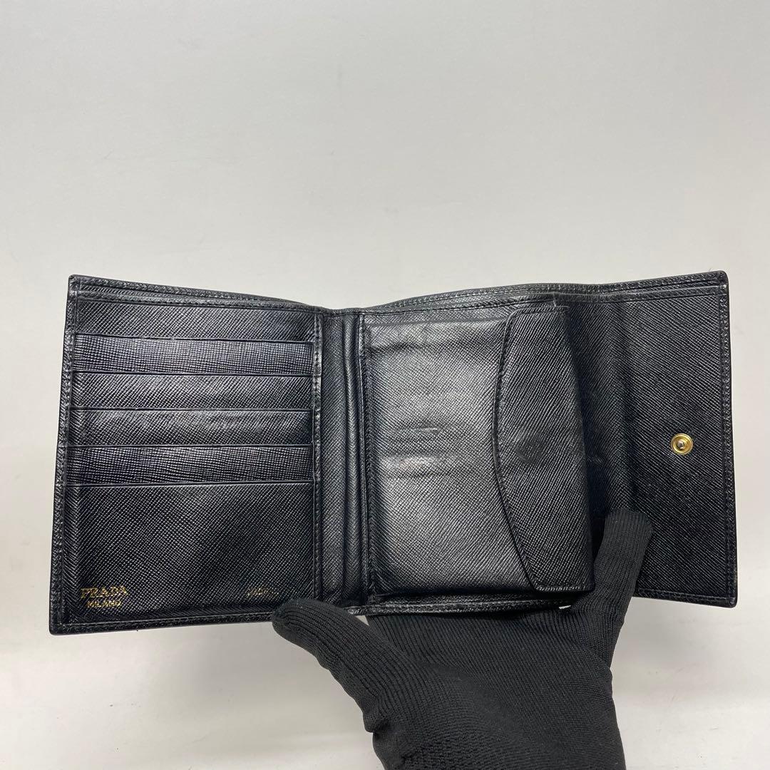 2866 PRADA プラダ 三つ折り財布 ブラック トライアングルロゴ