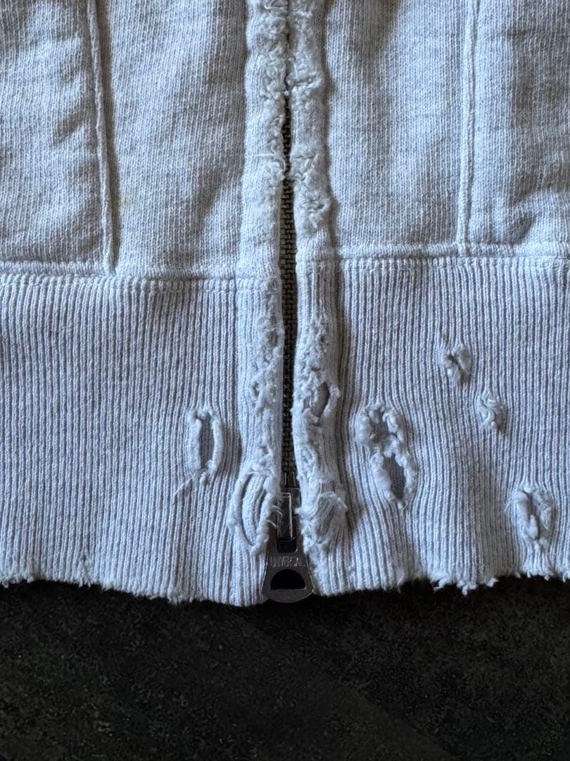 ANCELLM パーカー ダメージ グレー M スウェットZIPフーディ 新品