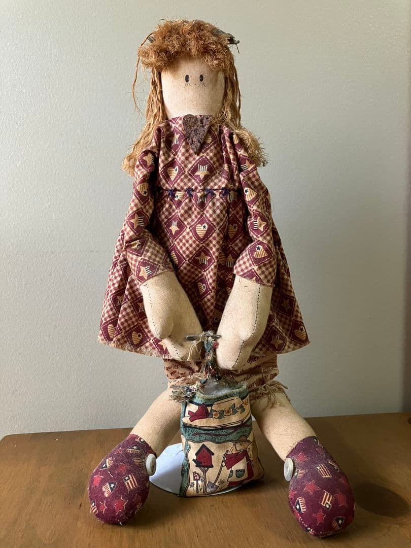【手作り】カントリードール　麻紐髪のドール　オリジナルキャラクター