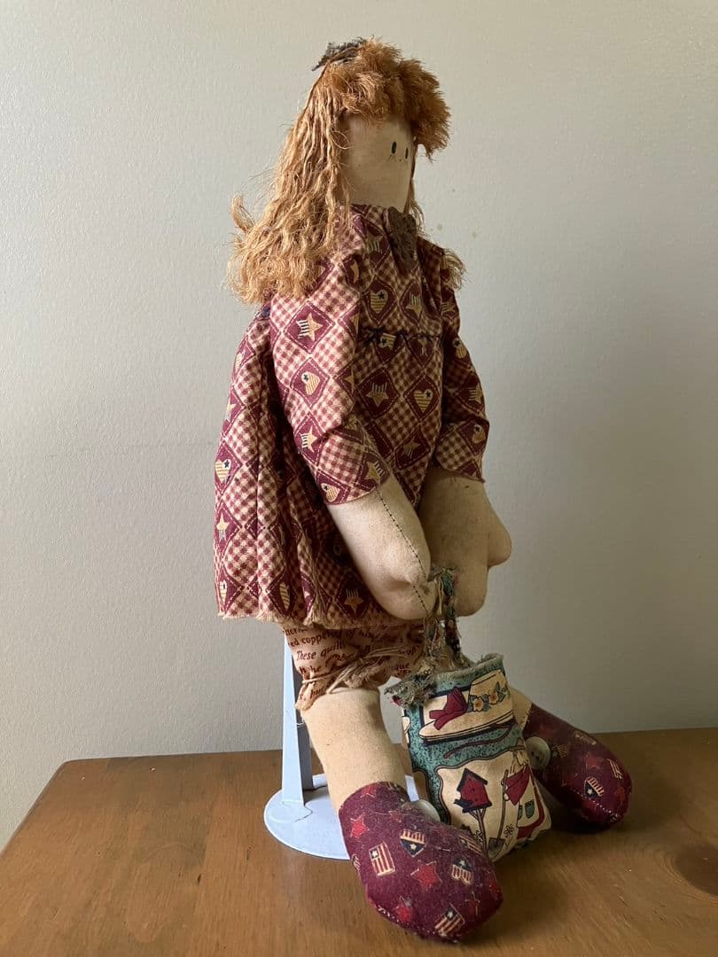 【手作り】カントリードール　麻紐髪のドール　オリジナルキャラクター