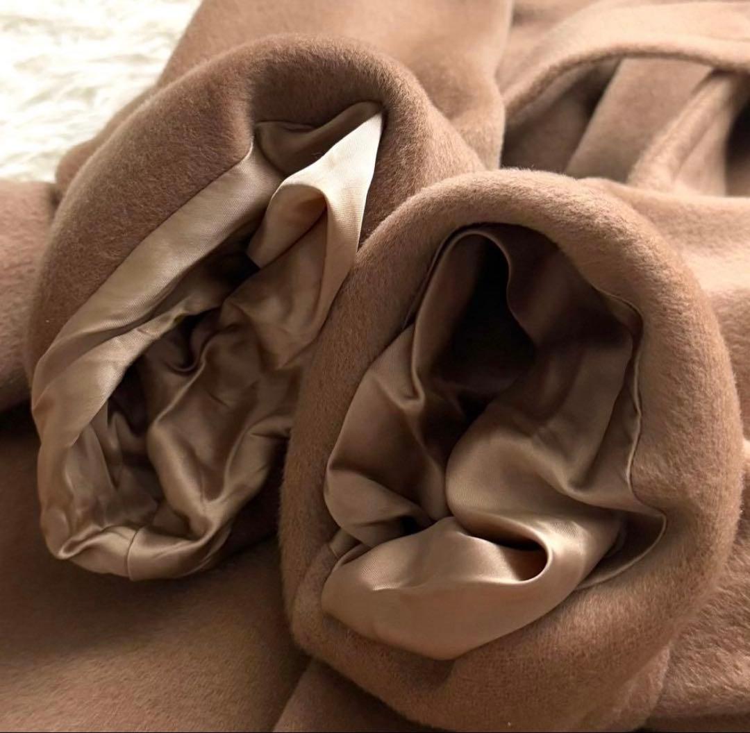 極美品 Max Mara ピュアウール リアルト ロングコート キャメル ベルト
