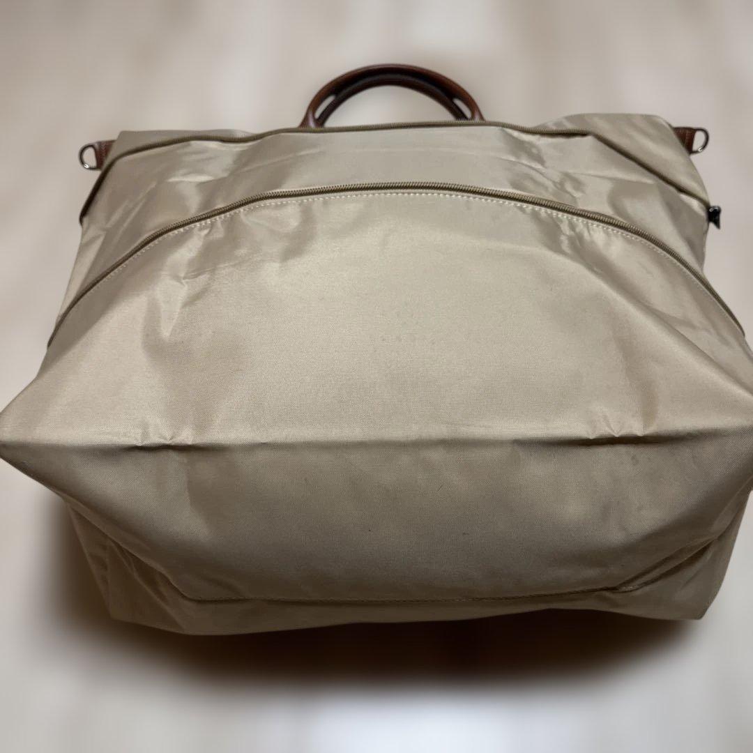 ロンシャンベージュ ナイロンレザーボストンバッグトラベルバッグショルダー付き