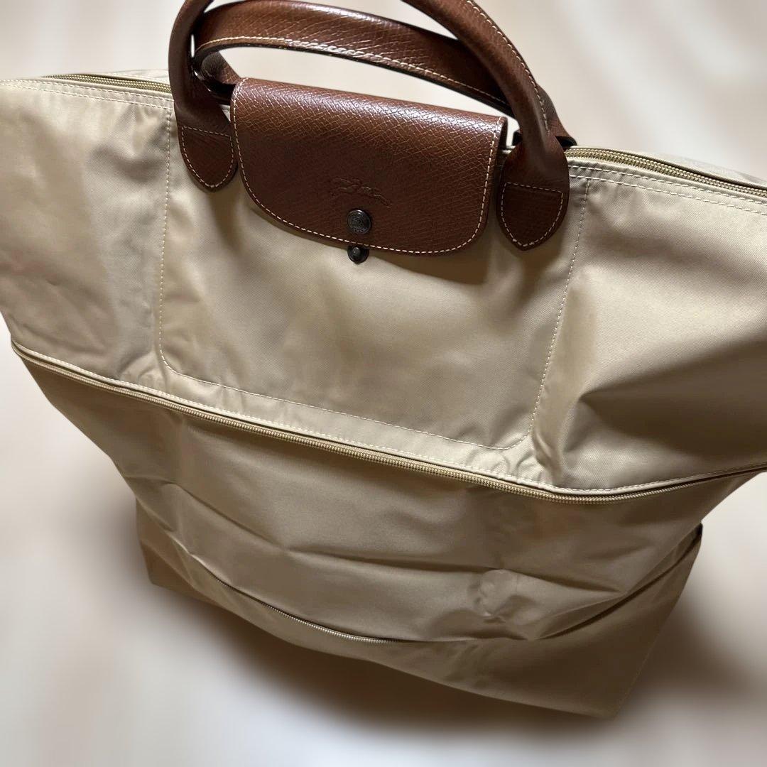 ロンシャンベージュ ナイロンレザーボストンバッグトラベルバッグショルダー付き