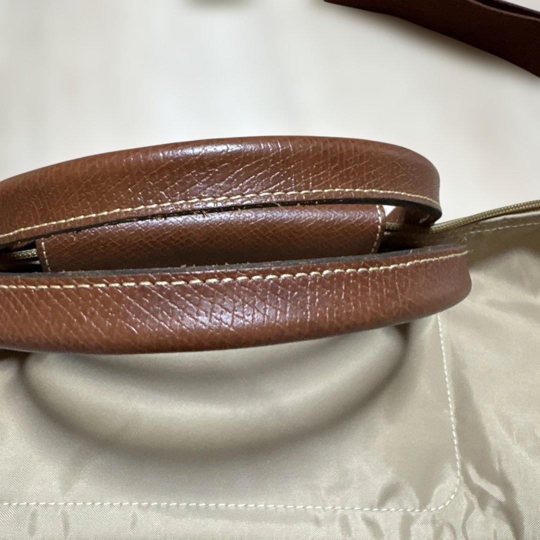 ロンシャンベージュ ナイロンレザーボストンバッグトラベルバッグショルダー付き