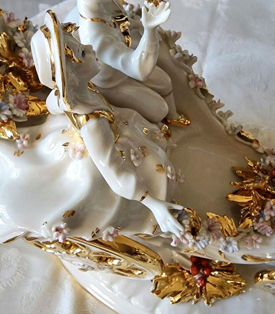 アンティーク イタリア カポデモンテ フィギュリン フィギュア リヤドロ 天使