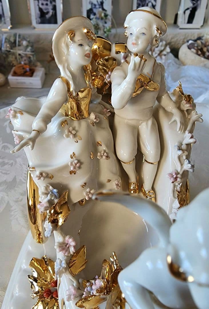 アンティーク イタリア カポデモンテ フィギュリン フィギュア リヤドロ 天使
