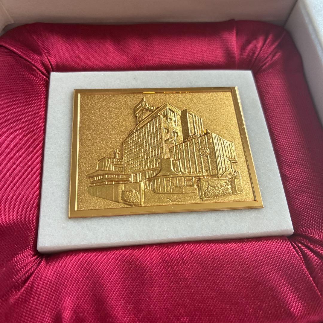 創価学会　本部の大理石「学会本部」置物 オブジェ& ガラスの写真ケース　非売品