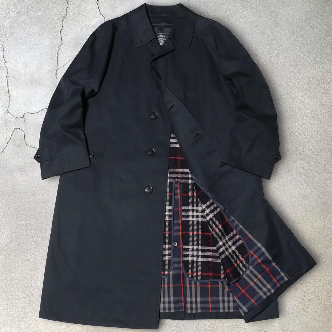 BURBERRY★ステンカラーコート★ノバチェック ライナー★ネイビー★90s